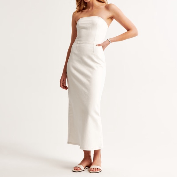 Abercrombie strapless denim midi dress - Picture 1 of 4